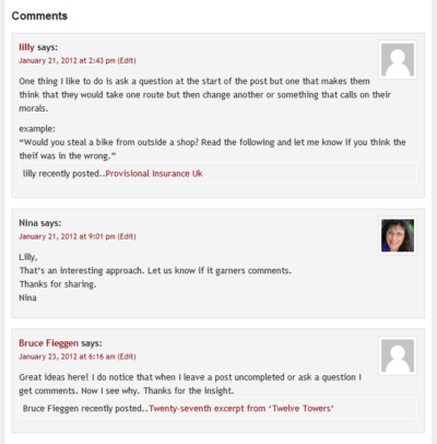 Reply to the comments on your blogged book.