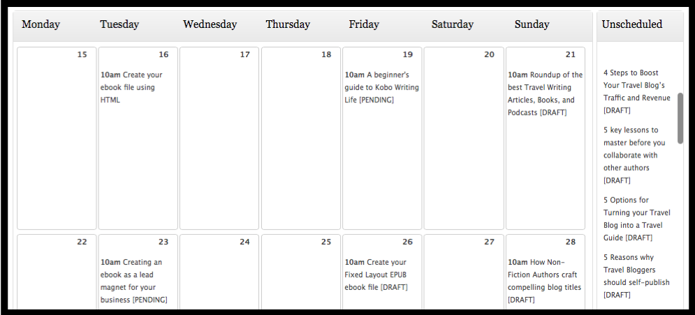 using an editorial calendar for a blog