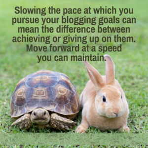 Slow down the pace as you work to achieve your blogging dreams